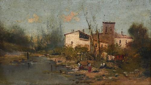 19TH CENTURY CATALAN SCHOOL. Pair of landscapes.