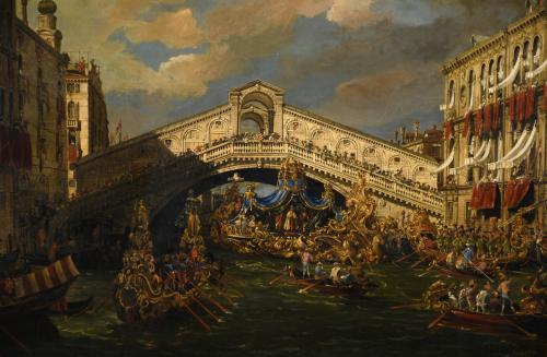 FRANCESCO ZANIN (1824-1884). "REGATTA UNDER THE RIALTO BRID