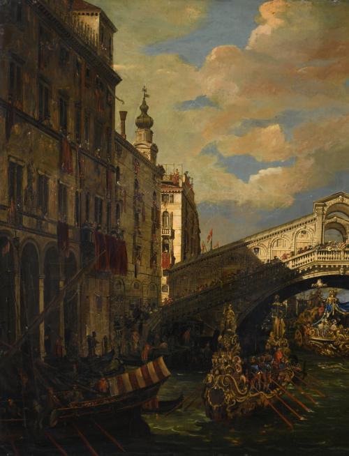 FRANCESCO ZANIN (1824-1884). "REGATTA UNDER THE RIALTO BRID