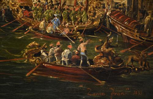 FRANCESCO ZANIN (1824-1884). "REGATTA UNDER THE RIALTO BRID