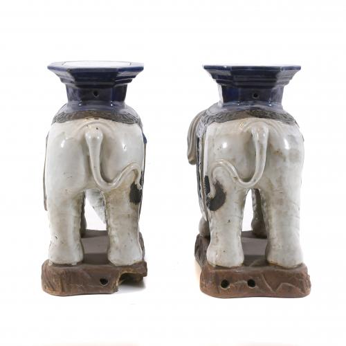 PAIR OF INDIAN ELEPHANT-SHAPED PEDESTALS. 19TH CENTURY.