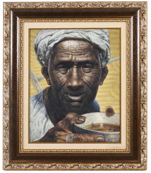 EDOUARD CHAMA (20TH CENTURY). "MAN WEARING A TURBAN".