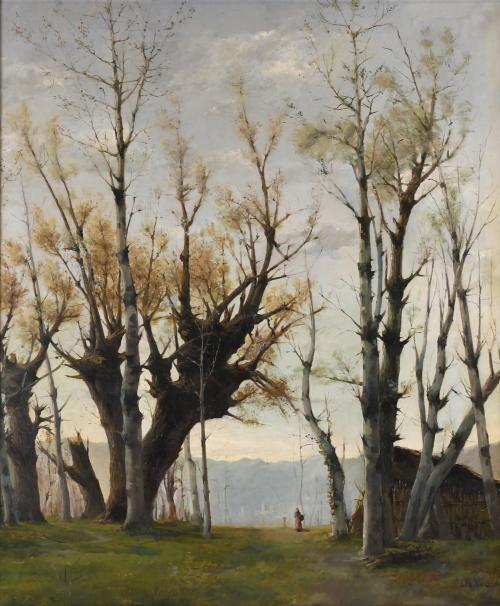 END 19TH-EARLY 20TH CENTURIES CATALAN SCHOOL. "LANDSCAPE WITH TREES".