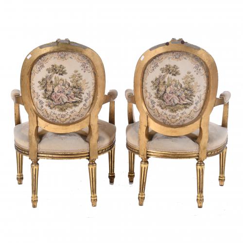 PAIR OF LOUIS XVI STYLE ARMCHAIRS, EARLY 20TH CENTURY.