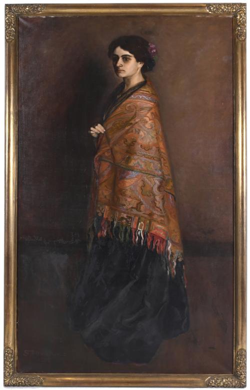 20TH CENTURY SPANISH SCHOOL. "WOMAN WITH A SHAWL", 1905.