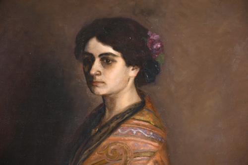 20TH CENTURY SPANISH SCHOOL. "WOMAN WITH A SHAWL", 1905.