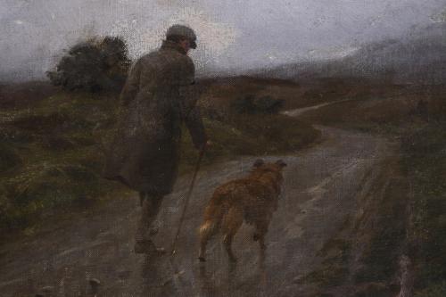 20TH CENTURY, ENGLISH SCHOOL. "MAN WITH A DOG".