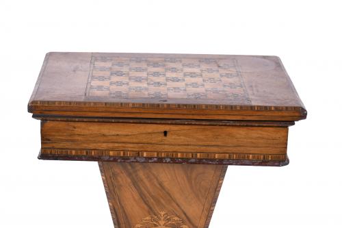 VICTORIAN GAME TABLE-SEWING TABLE, 19TH CENTURY. 