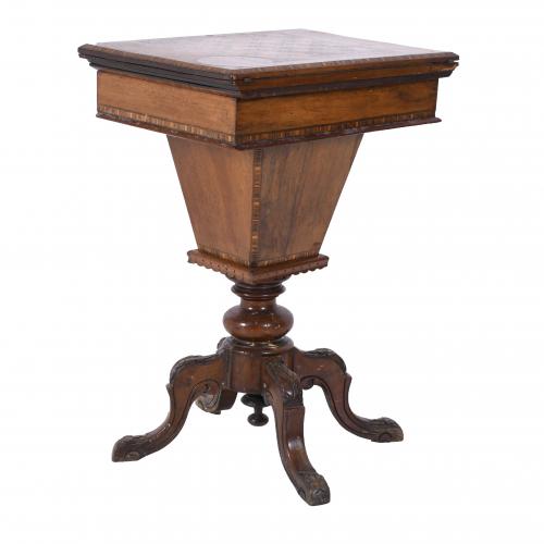 VICTORIAN GAME TABLE-SEWING TABLE, 19TH CENTURY. 