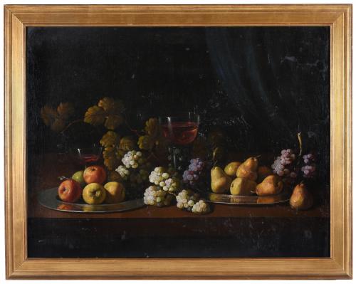 19TH CENTURY, SPANISH SCHOOL. "STILL LIFE WITH GRAPES".