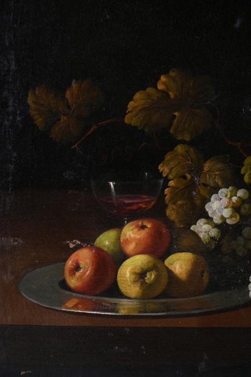 19TH CENTURY, SPANISH SCHOOL. "STILL LIFE WITH GRAPES".