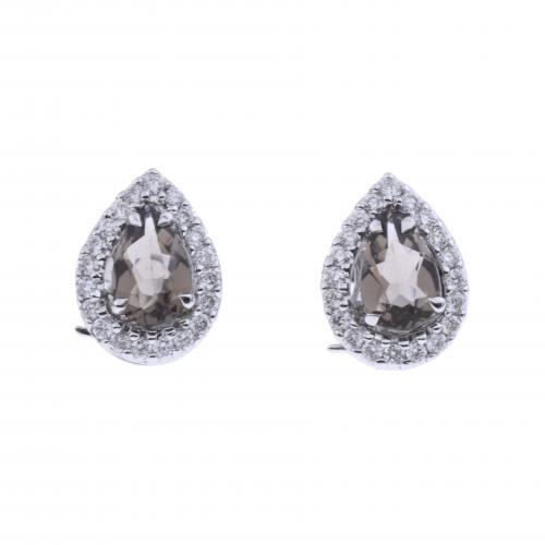 FUMÉE QUARTZ AND DIAMONDS EARRINGS.