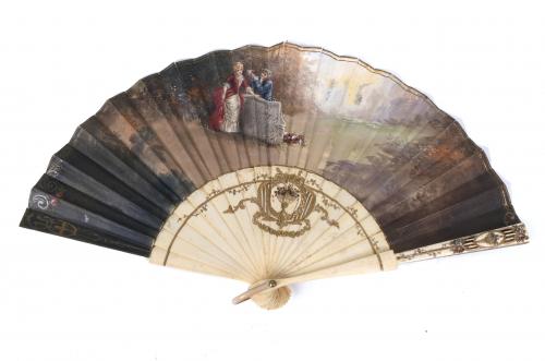 SET OF FIVE FANS, 19TH AND 20TH CENTURIES.