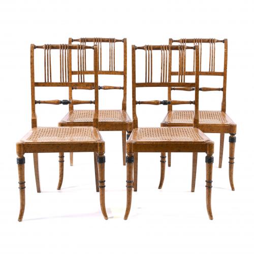 PIERRE LOTTIER. FOUR REGENCY STYLE CHAIRS, 1960's.