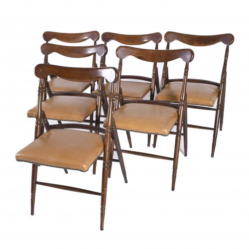 SIX ENGLISH FOLDING CHAIRS, 20TH CENTURY. 