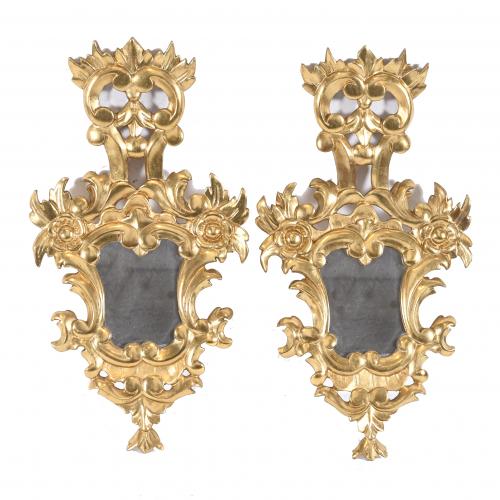 PAIR OF SMALL SPANISH ORNAMENTAL MIRRORS, 20TH CENTURY. 