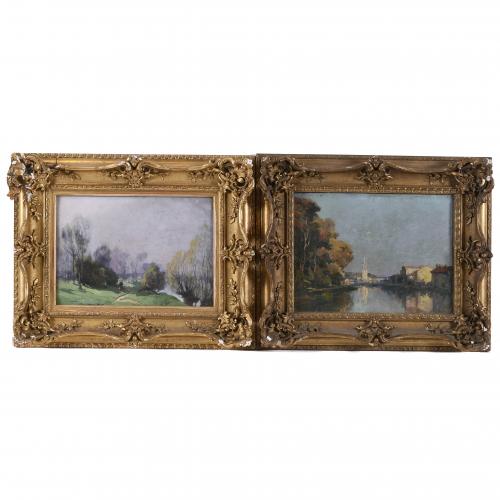 19TH CENTURY FRENCH SCHOOL. Pair of Post-Impressionist landscapes.