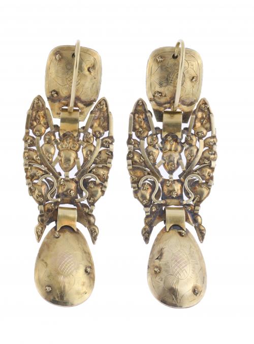 CATALAN LONG EARRINGS, MID 18TH CENTURY.