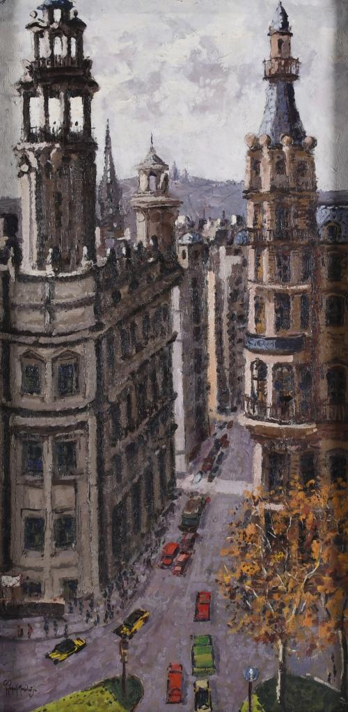 JORDI PAGANS MONTSALVATGE (1932-2017). "VIEW OF VIA LAIETANA IN BARCELONA", 1971.