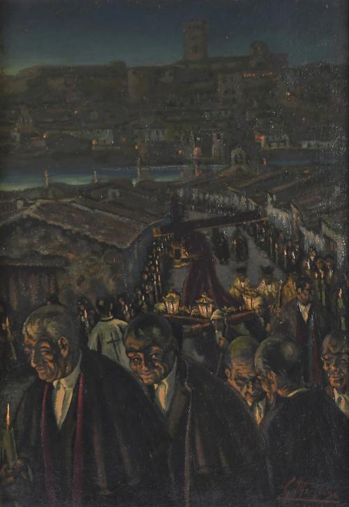 JESÚS GALLEGO MARQUINA (1900-1987). "PROCESSION", 1986.