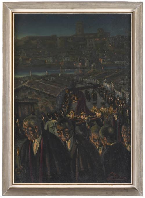 JESÚS GALLEGO MARQUINA (1900-1987). "PROCESSION", 1986.