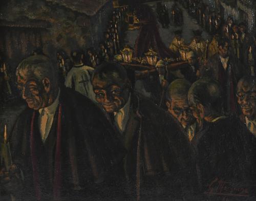 JESÚS GALLEGO MARQUINA (1900-1987). "PROCESSION", 1986.