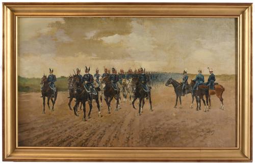 ENRIQUE GÓMEZ MARTÍN (19TH-20TH C.). "MILITARY PARADE".