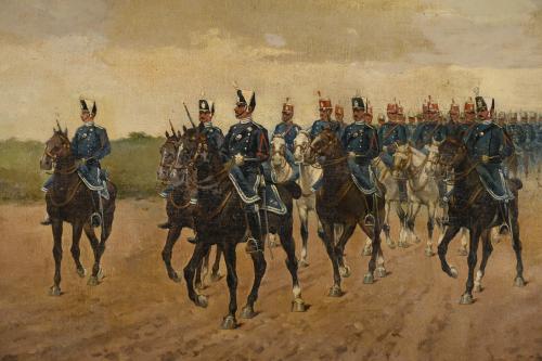 ENRIQUE GÓMEZ MARTÍN (19TH-20TH C.). "MILITARY PARADE".