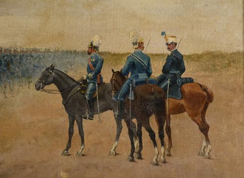 ENRIQUE GÓMEZ MARTÍN (19TH-20TH C.). "MILITARY PARADE".