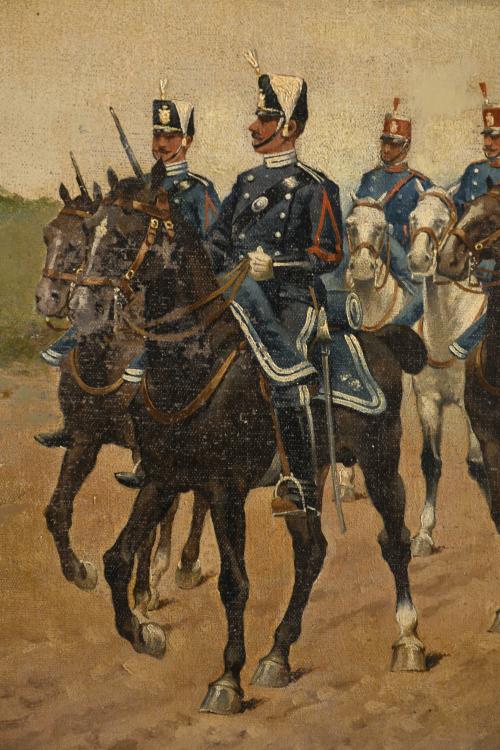 ENRIQUE GÓMEZ MARTÍN (19TH-20TH C.). "MILITARY PARADE".