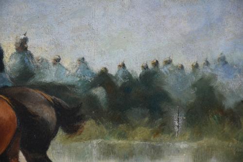 20TH CENTURY CATALAN SCHOOL. "MILITARY MEN ON HORSEBACK".