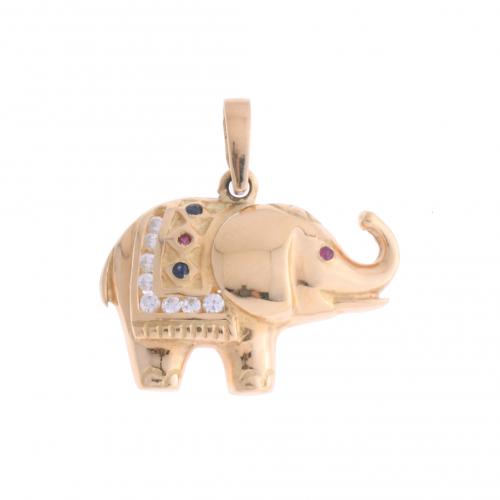 ELEPHANT PENDANT WITH RHINESTONES.