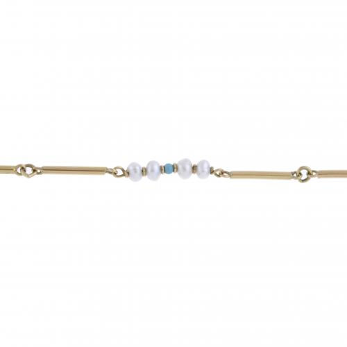 CHILDREN'S BRACELET WITH PEARLS AND TURQUOISES.