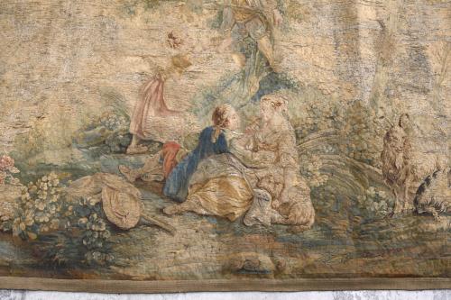 TAPESTRY WITH GALLANT SCENE, EARLY 19TH CENTURY. 