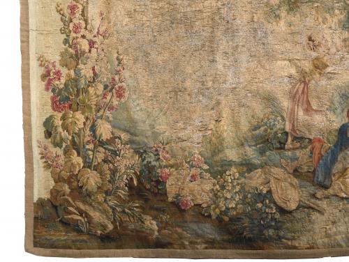 TAPESTRY WITH GALLANT SCENE, EARLY 19TH CENTURY. 