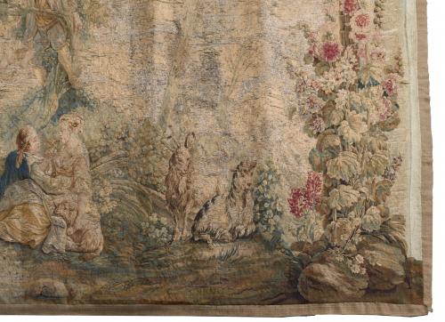 TAPESTRY WITH GALLANT SCENE, EARLY 19TH CENTURY. 