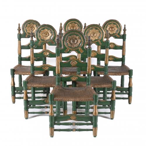 SIX CATALAN CHAIRS, EARLY 20TH CENTURY.