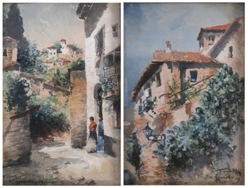 20TH CENTURY SPANISH SCHOOL. "LANDSCAPES IN GRANADA", 1919.