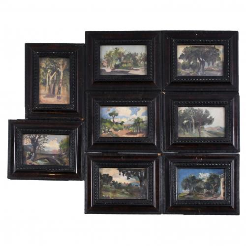 19TH-20TH CENTURIES SPANISH SCHOOL. Set of 8 landscapes.