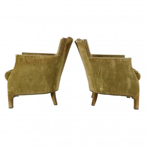 PAIR OF ART DECO ARMCHAIRS, INSPIRED BY MARC DU PLANTIER (1