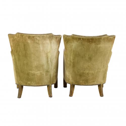 PAIR OF ART DECO ARMCHAIRS, INSPIRED BY MARC DU PLANTIER (1