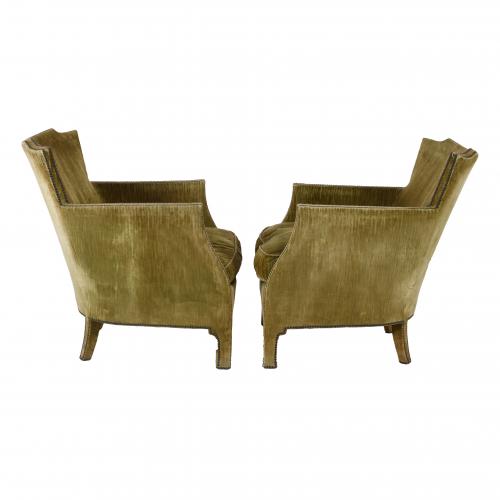 PAIR OF ART DECO ARMCHAIRS, INSPIRED BY MARC DU PLANTIER (1