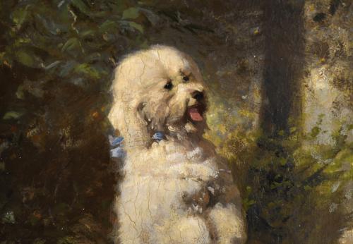 19TH CENTURY ENGLISH SCHOOL. "WHITE DOG". 1899.