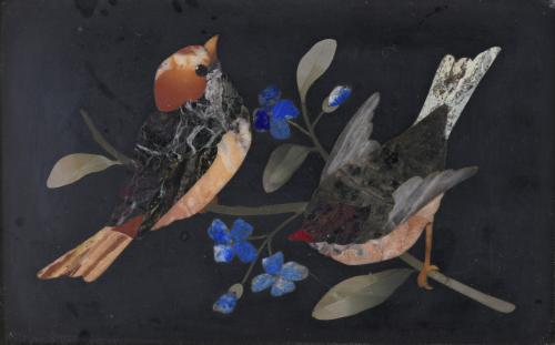 SMALL HARD STONE "BIRDS ON A BRANCH", 20TH CENTURY. 