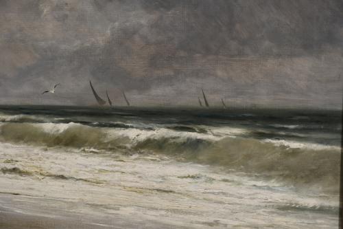 RICARDO MANZANET (1852-1939) "STRANDED SHIP AFTER THE STORM