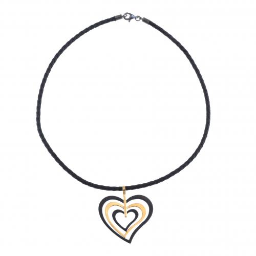 EBONY AND GOLD HEART NECKLACE.