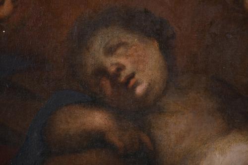 18TH CENTURY, SPANISH SCHOOL. "CHILD JESUS SLEEPING ON THE