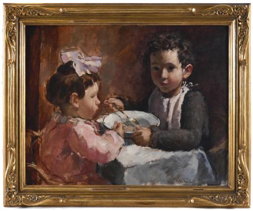 ANTONI VILA ARRUFAT (1896-1989). "NIÑOS COMIENDO",1936.