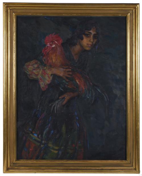 JOAN CARDONA i LLADÓS (1877 - 1957). "GYPSY AND ROOSTER".