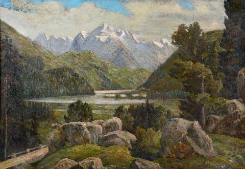 20TH CENTURY SPANISH SCHOOL. "LANDSCAPE WITH MOUNTAINS IN THE BACKGROUND".